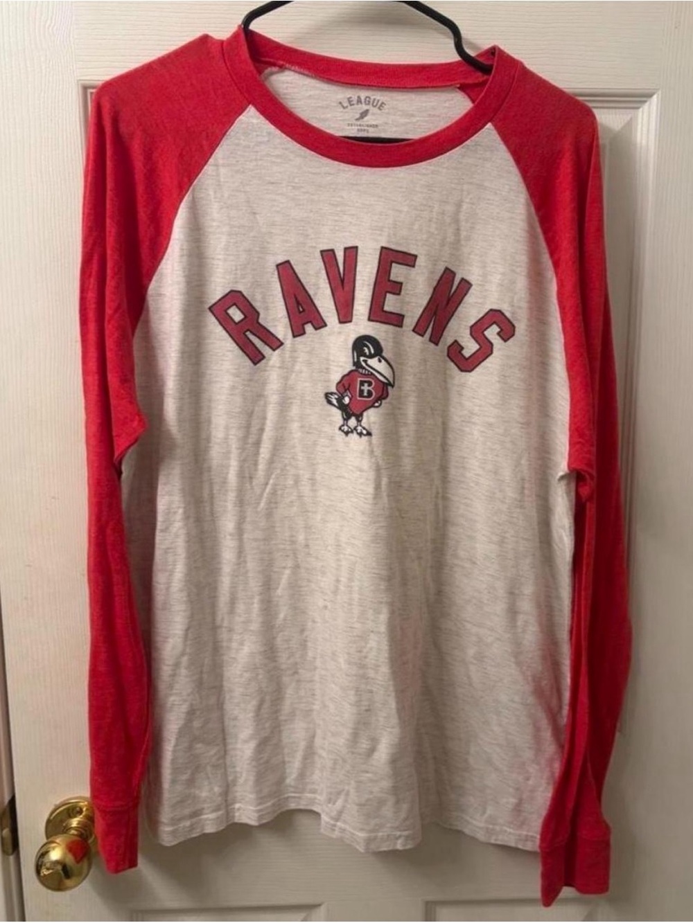 League Grey and Red 'RAVENS' Long Sleeve Tee